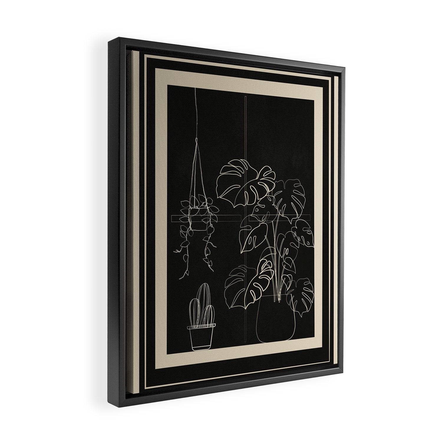 Minimal Window With Potted Plants 3 Framed Canvas Print Gallery Image 2