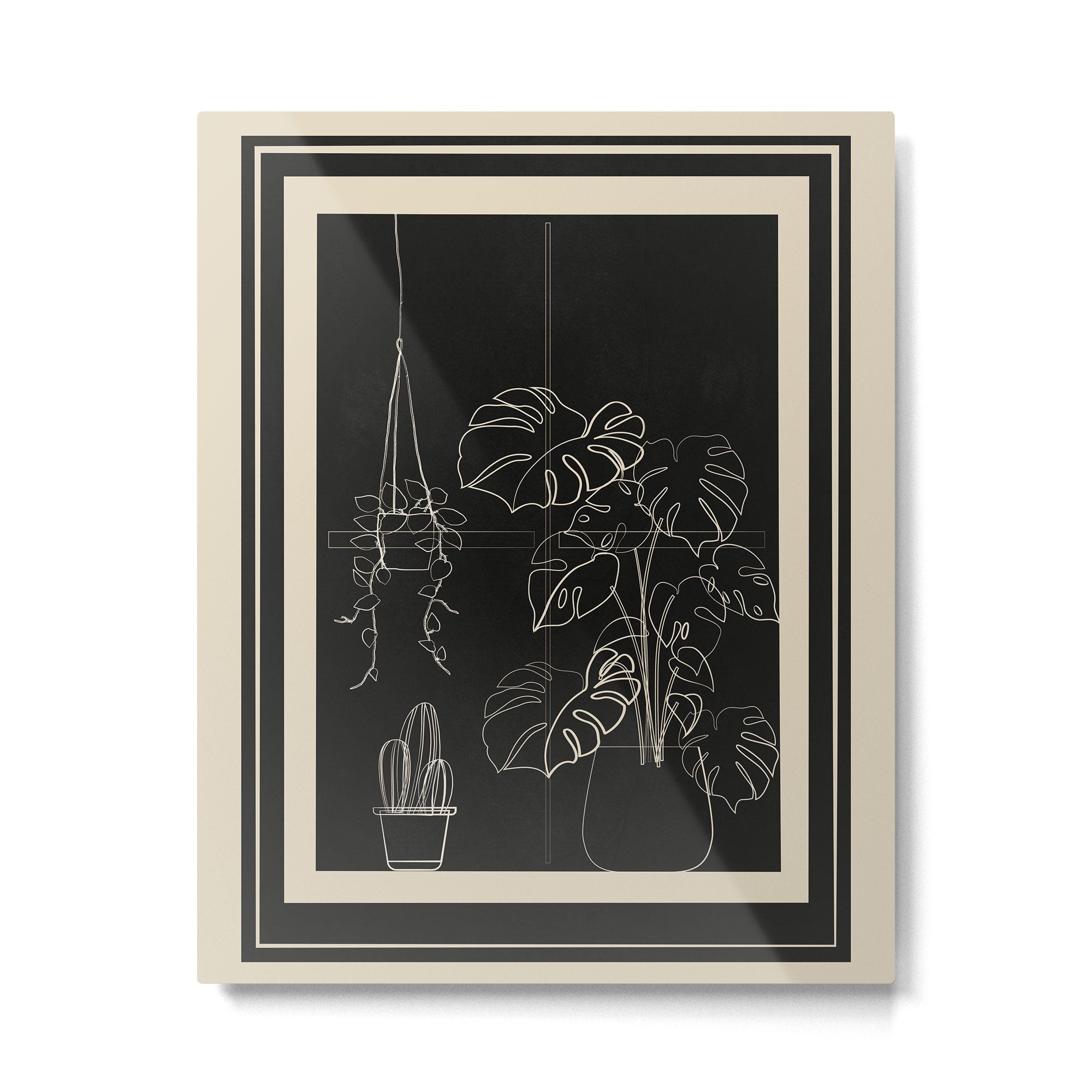 Minimal Window With Potted Plants 3 Metal Print Gallery Image 4