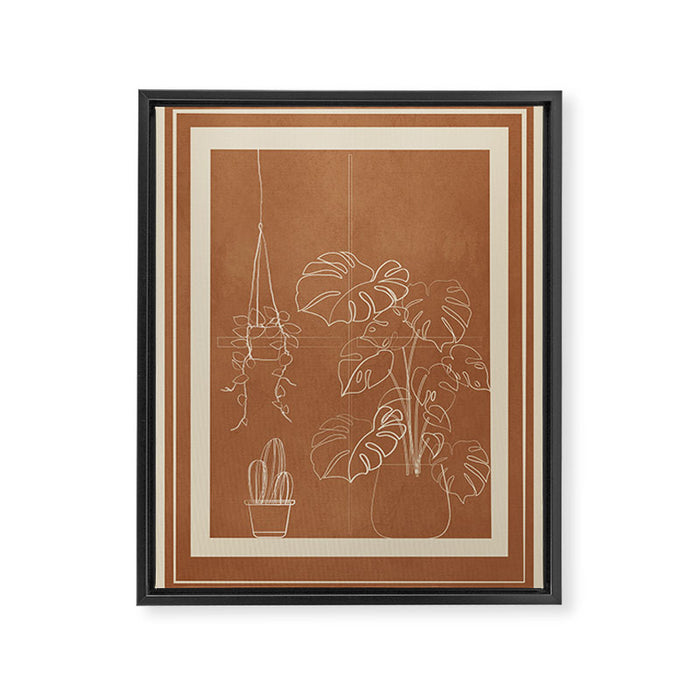 Minimal Window With Potted Plants 5 Framed Canvas Print Gallery Image 1