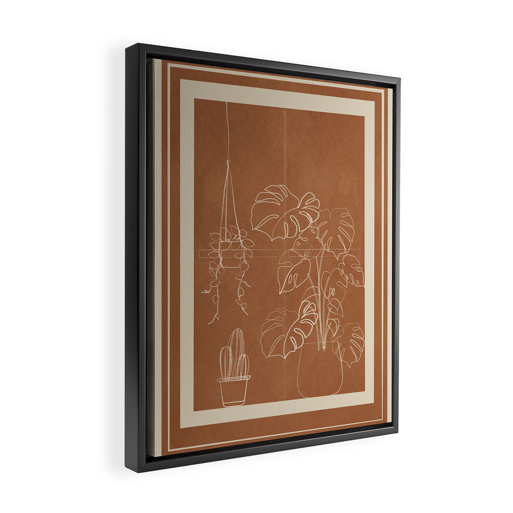 Minimal Window With Potted Plants 5 Framed Canvas Print Gallery Image 2