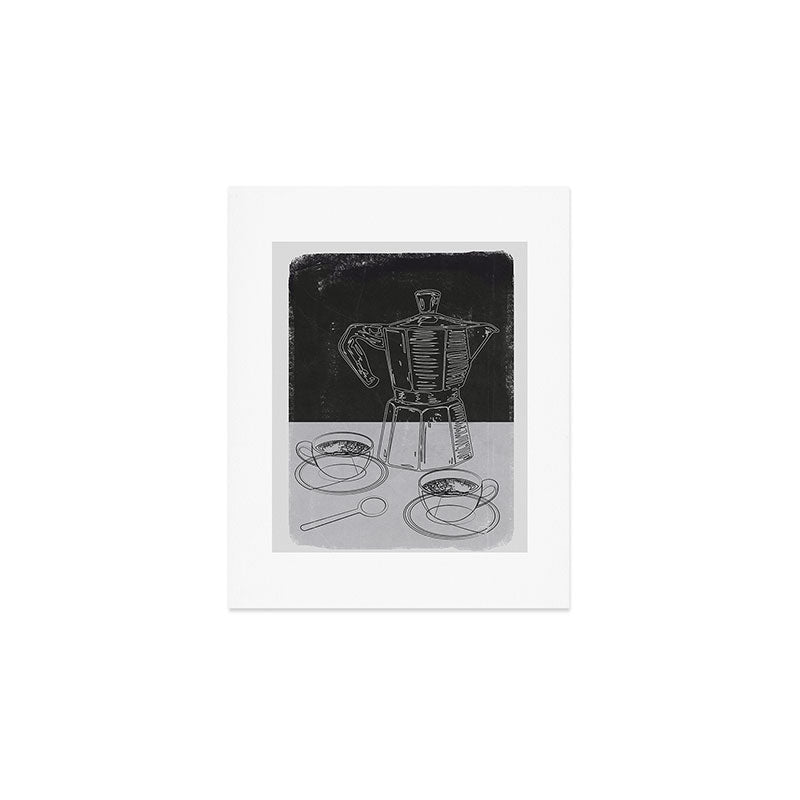 Minimalist Black And White Coffee Cups Art Print Gallery Image 1