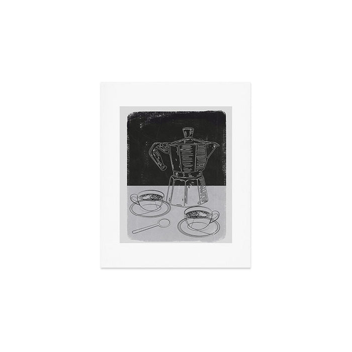 Minimalist Black And White Coffee Cups Art Print Gallery Image 1