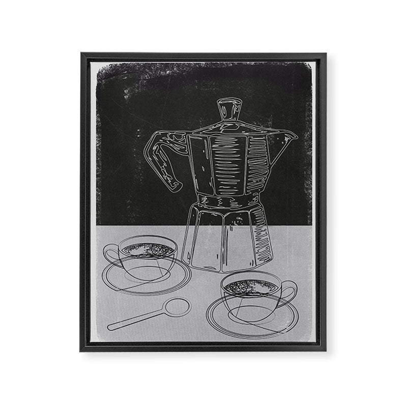 Minimalist Black And White Coffee Cups Framed Canvas Print Gallery Image 6
