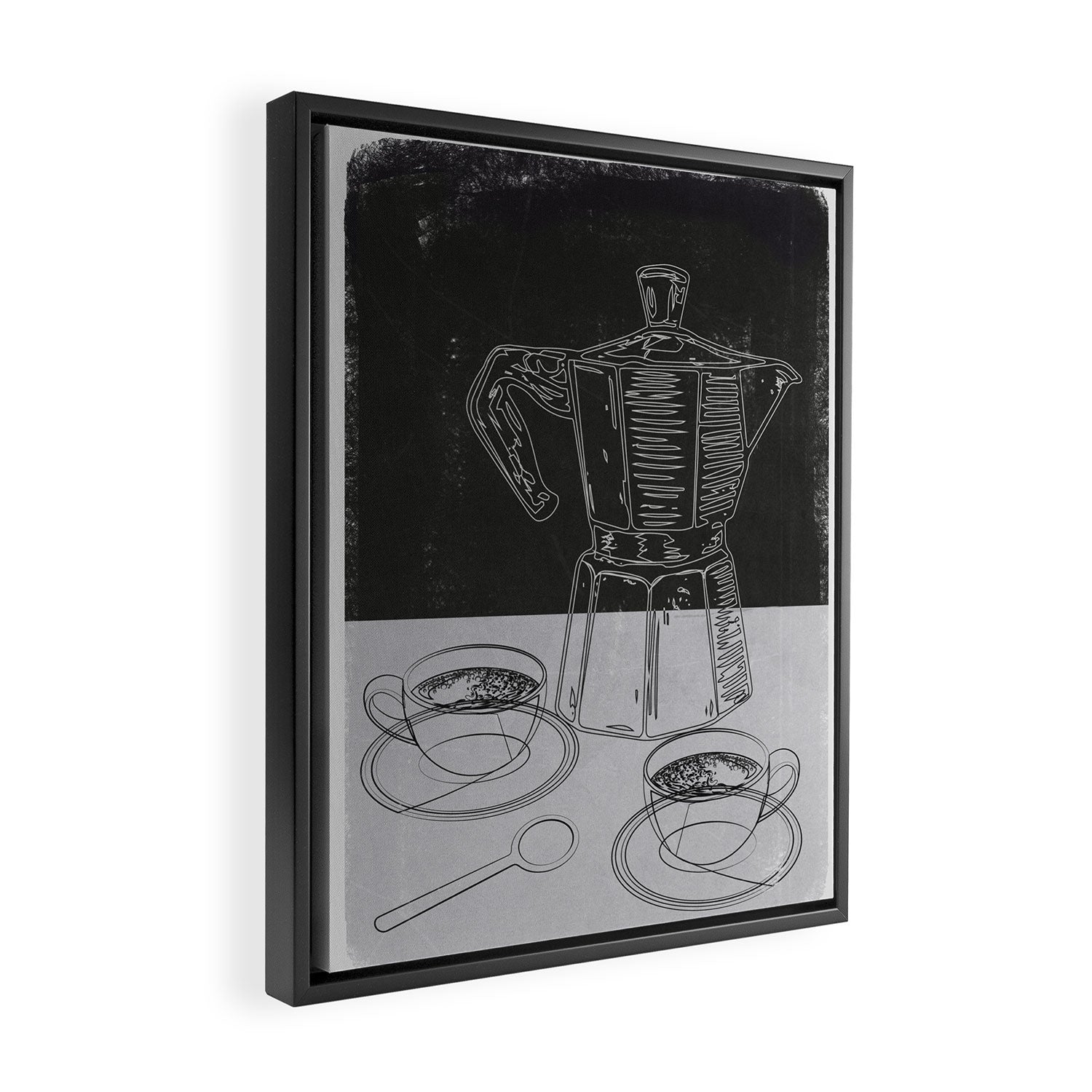 Minimalist Black And White Coffee Cups Framed Canvas Print Gallery Image 2