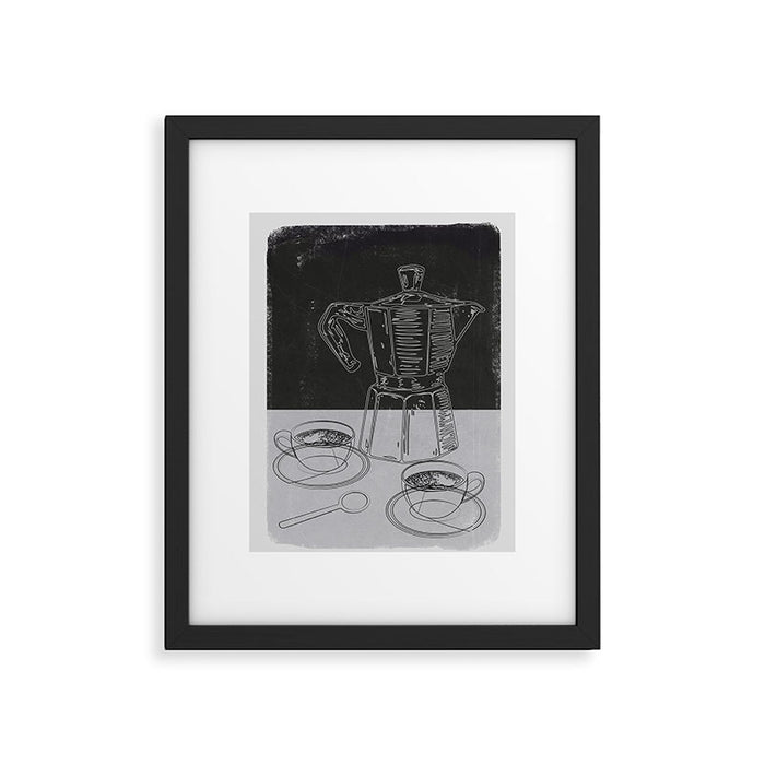 Minimalist Black And White Coffee Cups Framed Art Print Gallery Image 1