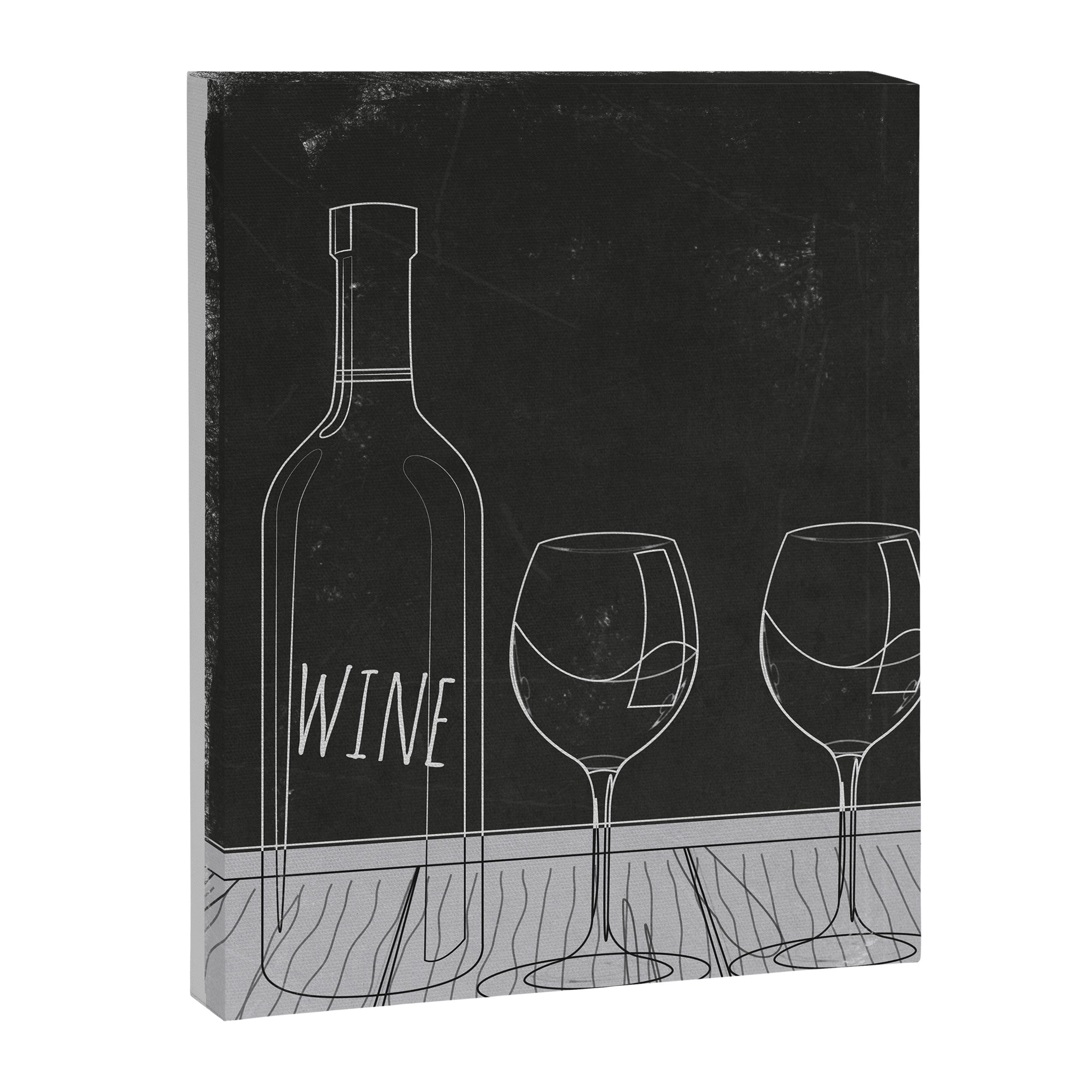 Minimalist Black and White Wine Glasses Canvas Print Gallery Image 6