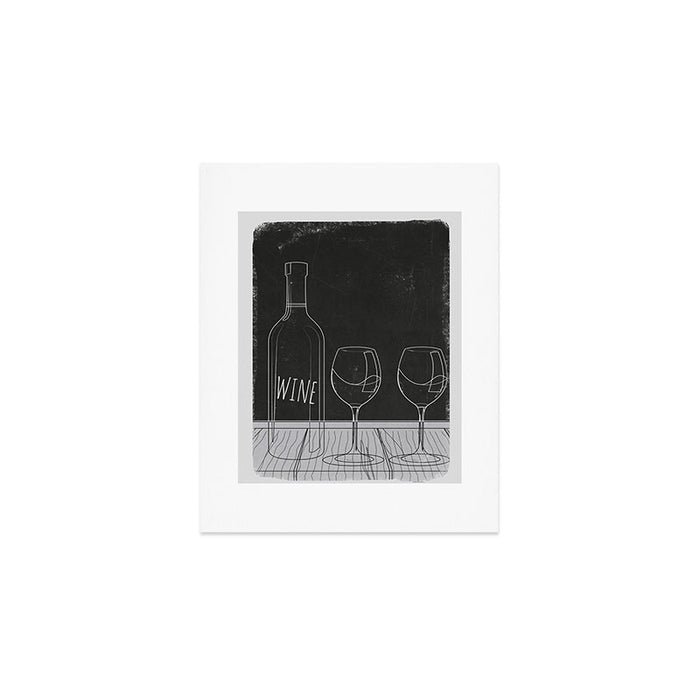 Minimalist Black and White Wine Glasses Art Print Gallery Image 1