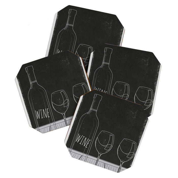 Minimalist Black and White Wine Glasses Coaster Gallery Image 1