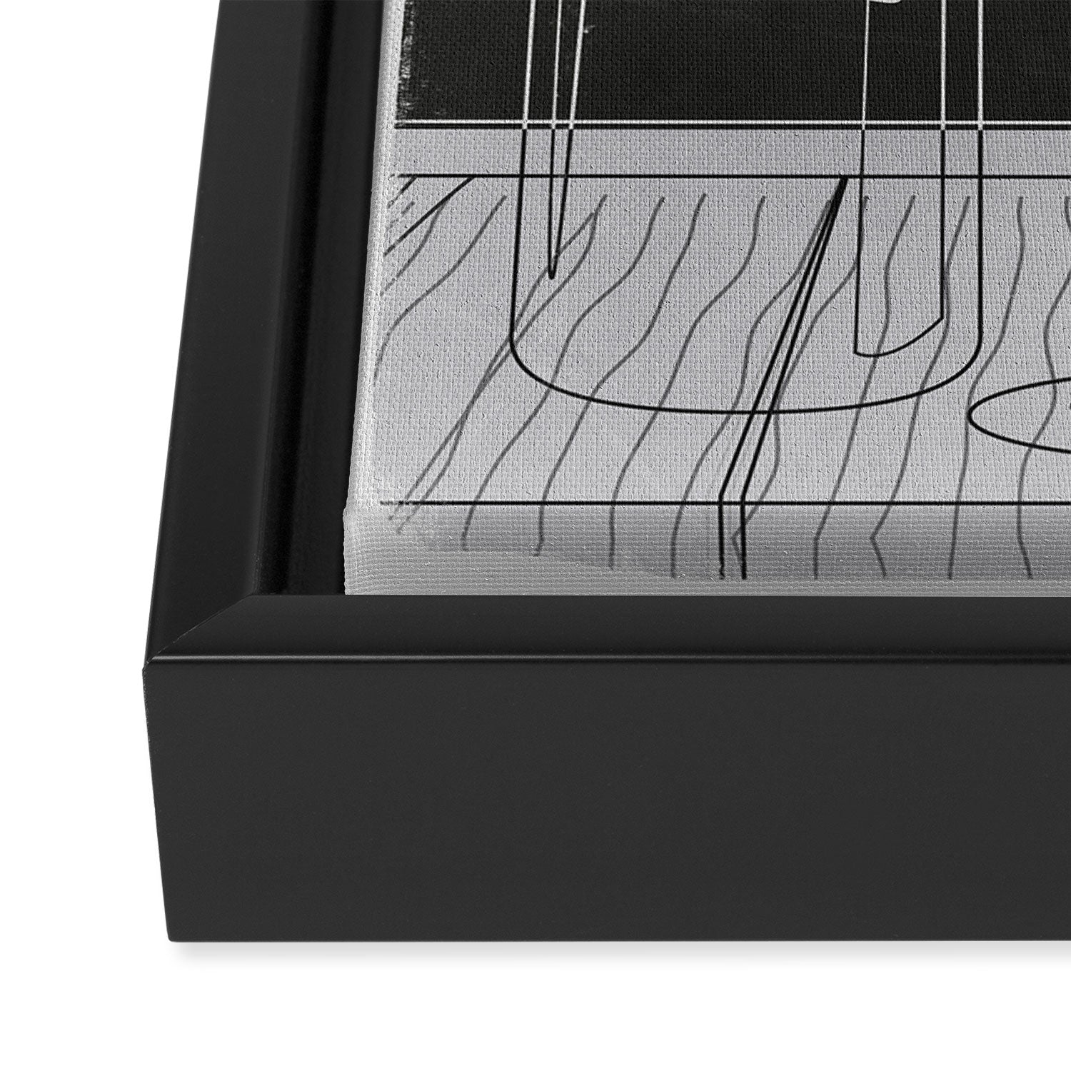Minimalist Black and White Wine Glasses Framed Canvas Print Gallery Image 3