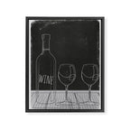 Minimalist Black and White Wine Glasses Framed Canvas Print Gallery Image 6