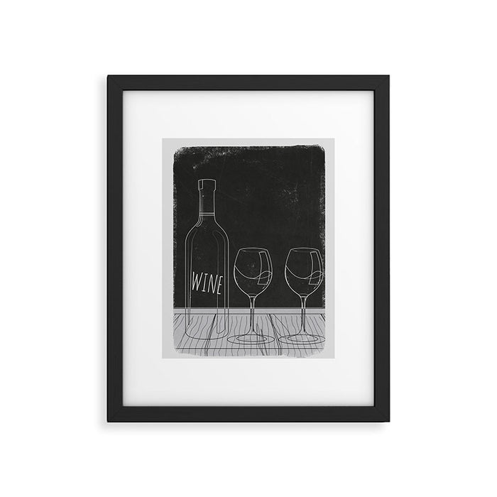 Minimalist Black and White Wine Glasses Framed Art Print Gallery Image 1