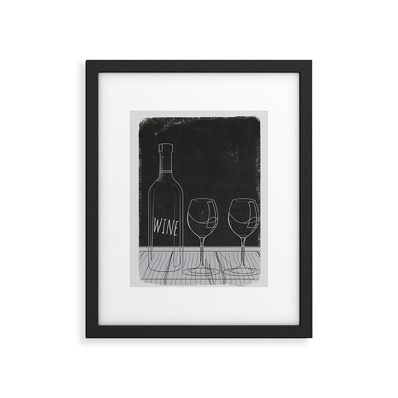 Minimalist Black and White Wine Glasses Framed Art Print Gallery Image 4