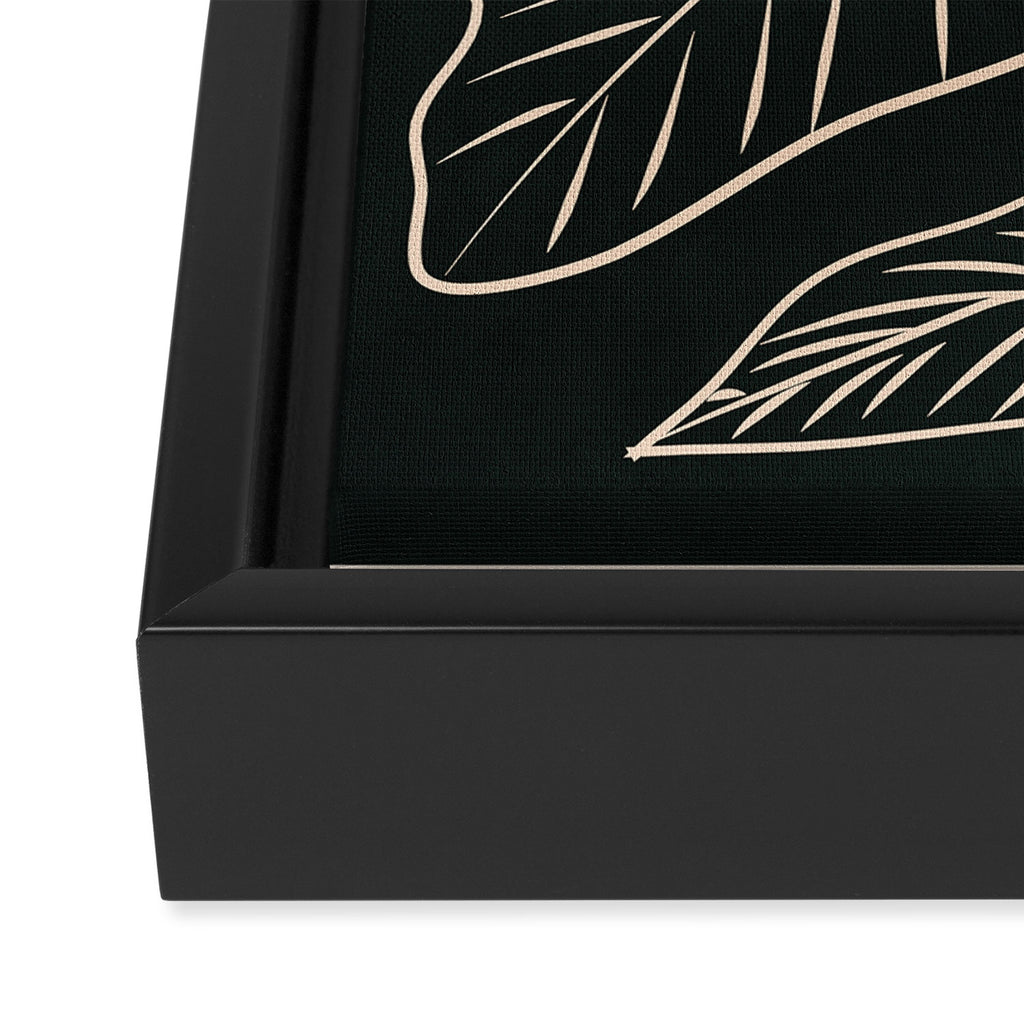 Minimalist Black & White Leaves 1 Framed Canvas Print Gallery Image 3