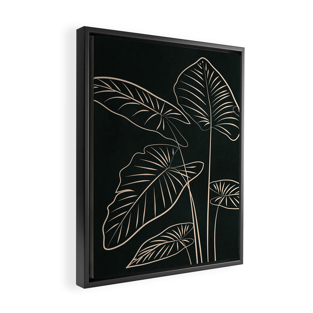 Minimalist Black & White Leaves 1 Framed Canvas Print Gallery Image 2