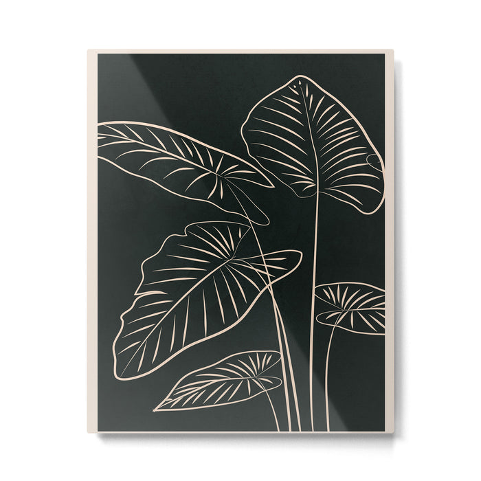 Minimalist Black & White Leaves 1 Metal Print Gallery Image 1