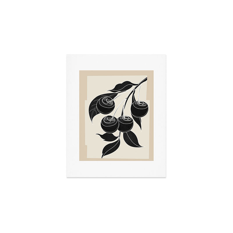 Minimalist Cherry Fruit Line Art 1 Art Print Gallery Image 1