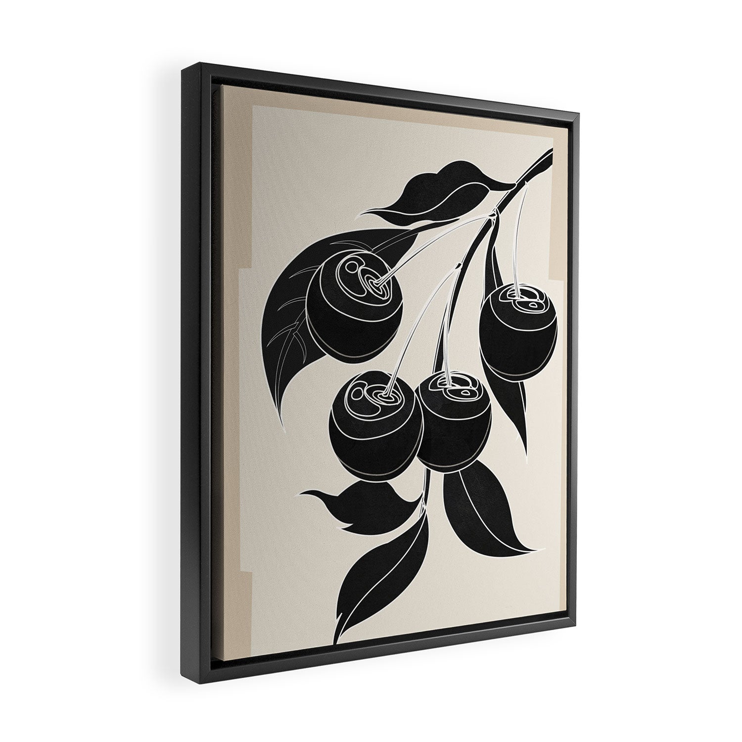 Minimalist Cherry Fruit Line Art 1 Framed Canvas Print Gallery Image 2