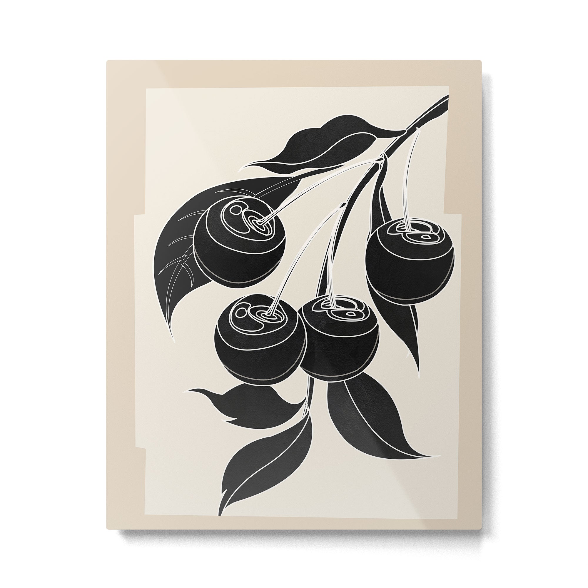 Minimalist Cherry Fruit Line Art 1 Metal Print Gallery Image 4