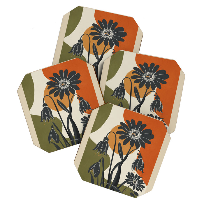 Modern Daisies in Contrast Coaster Gallery Image 1