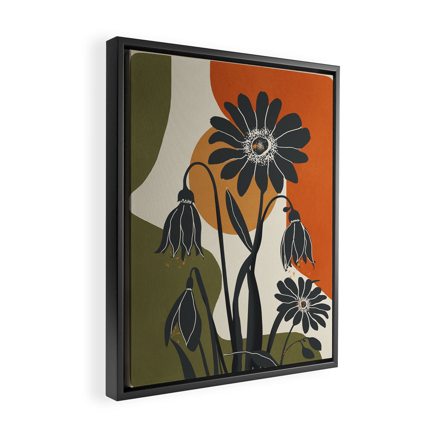 Modern Daisies in Contrast Framed Canvas Print Gallery Image 2
