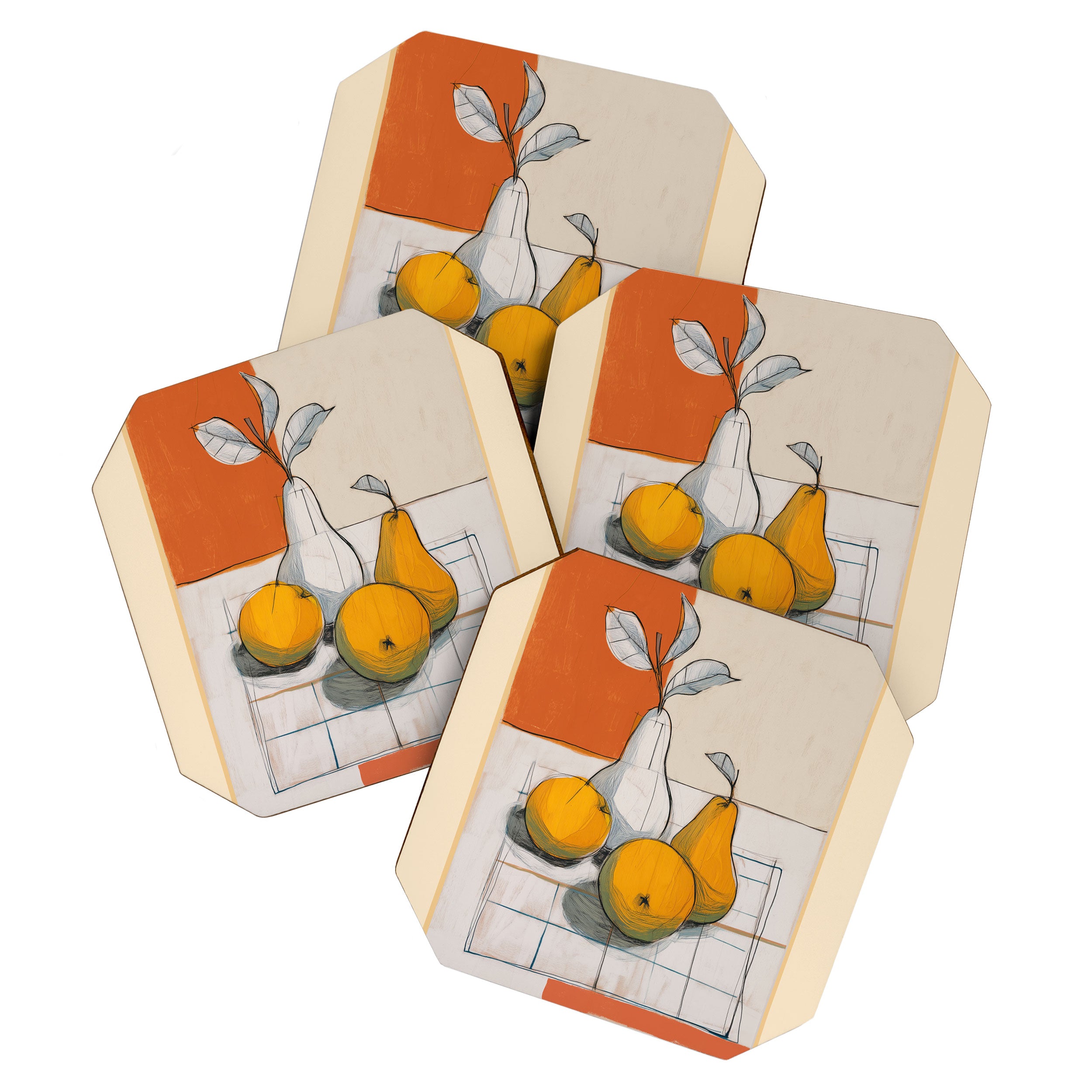 Modern Pear Still Life Coaster Gallery Image 1