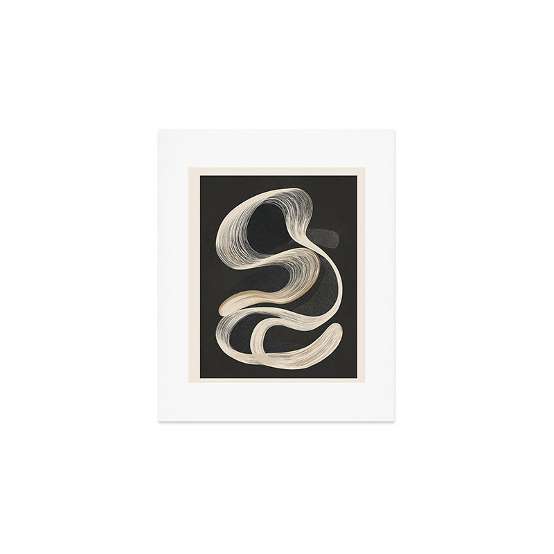 Monochrome Flow - Abstract Line Movement Art Print Gallery Image 1