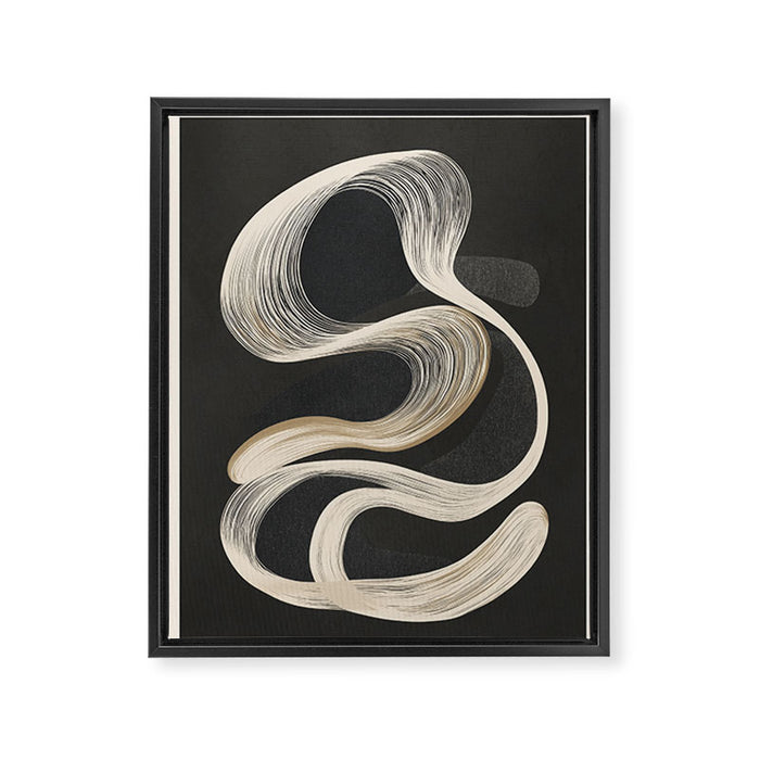 Monochrome Flow - Abstract Line Movement Framed Canvas Print Gallery Image 1