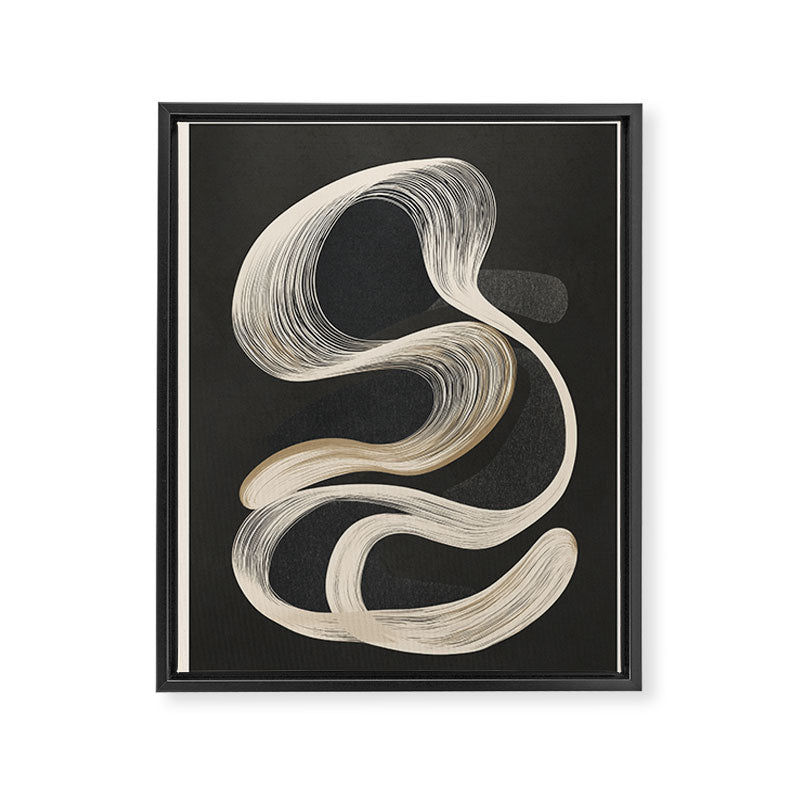 Monochrome Flow - Abstract Line Movement Framed Canvas Print Gallery Image 6