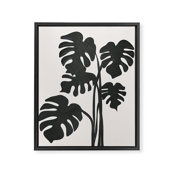 Monstera Line Framed Canvas Print Gallery Image 1