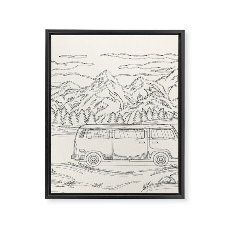 Mountain Road Linescape Framed Canvas Print Gallery Image 8