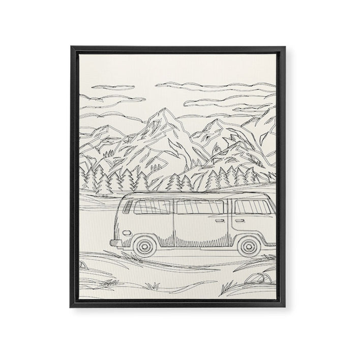 Mountain Road Linescape Framed Canvas Print Gallery Image 1