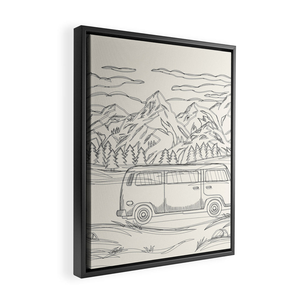 Mountain Road Linescape Framed Canvas Print Gallery Image 2
