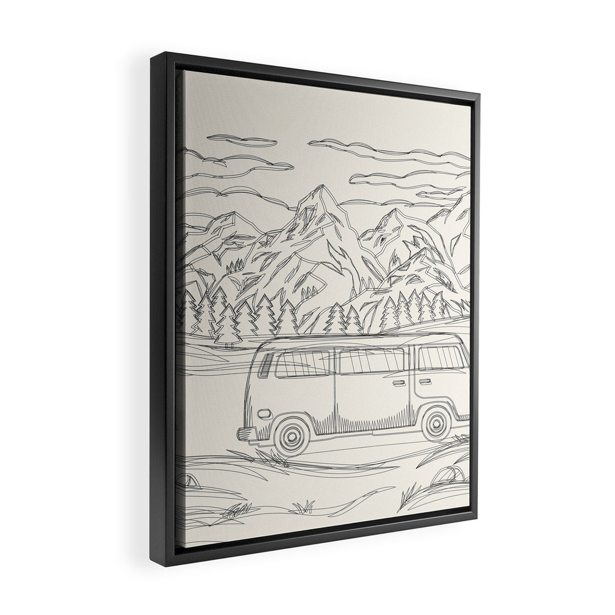 Mountain Road Linescape Framed Canvas Print Gallery Image 2