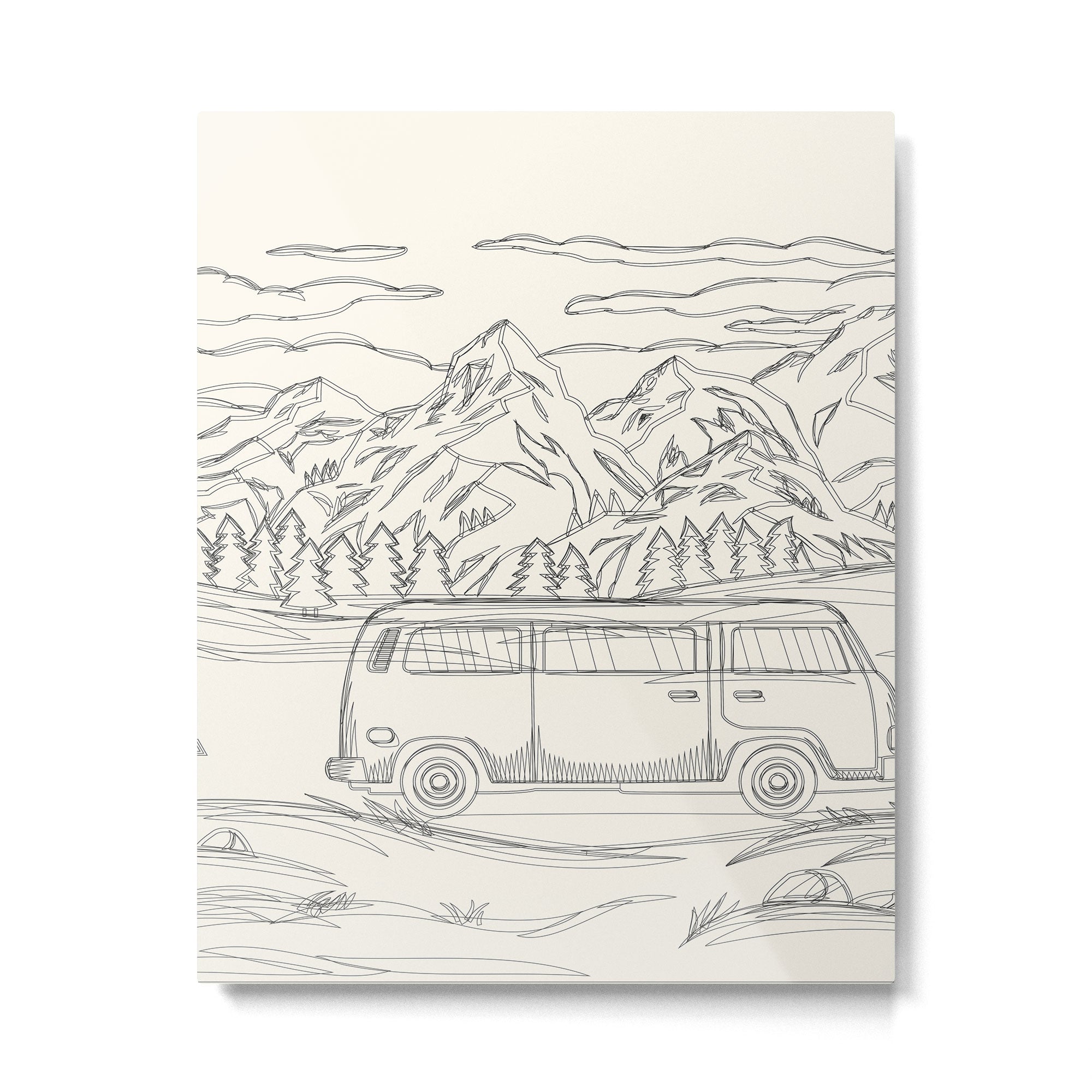 Mountain Road Linescape Metal Print Gallery Image 6