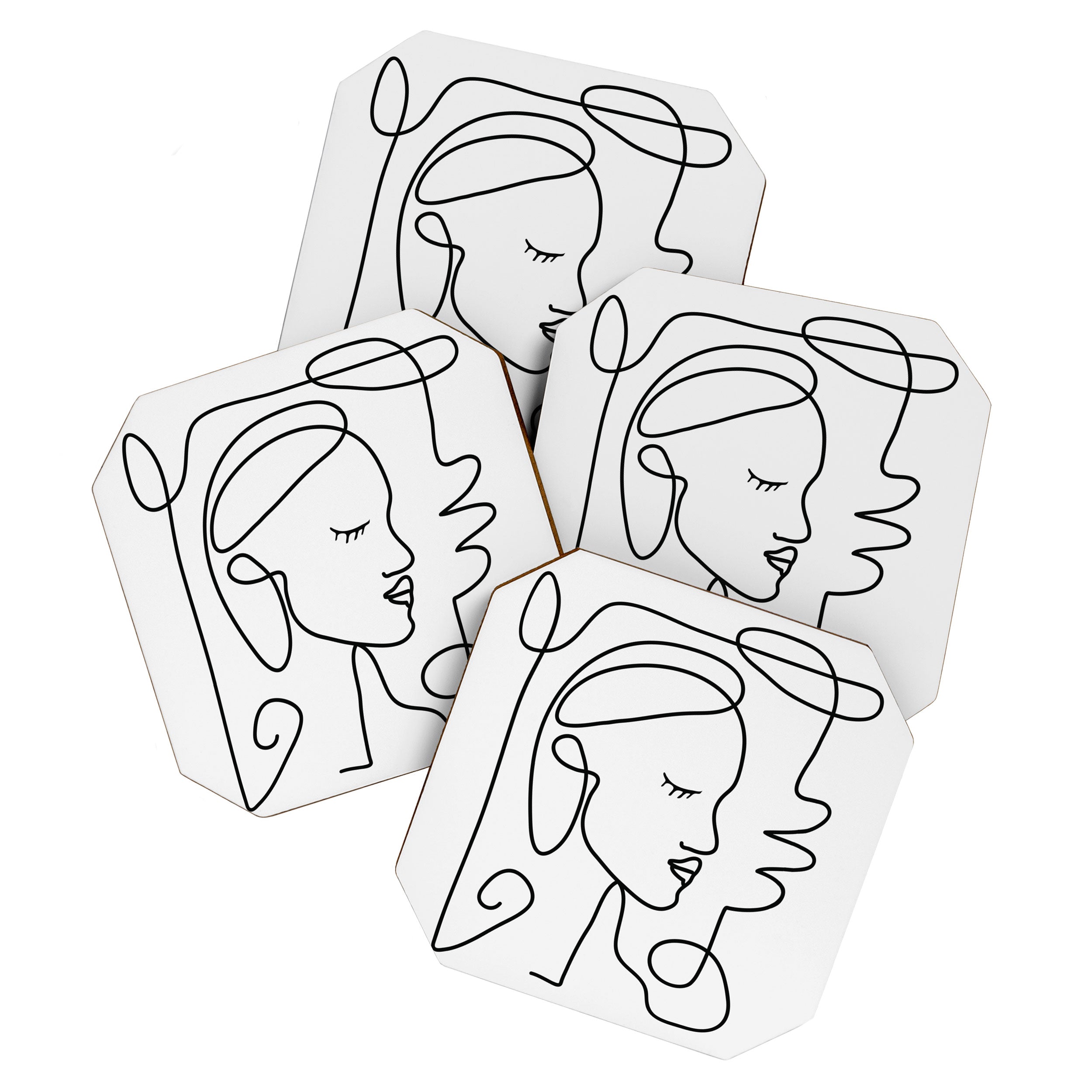 One Line Portrait 1 Coaster Gallery Image 1