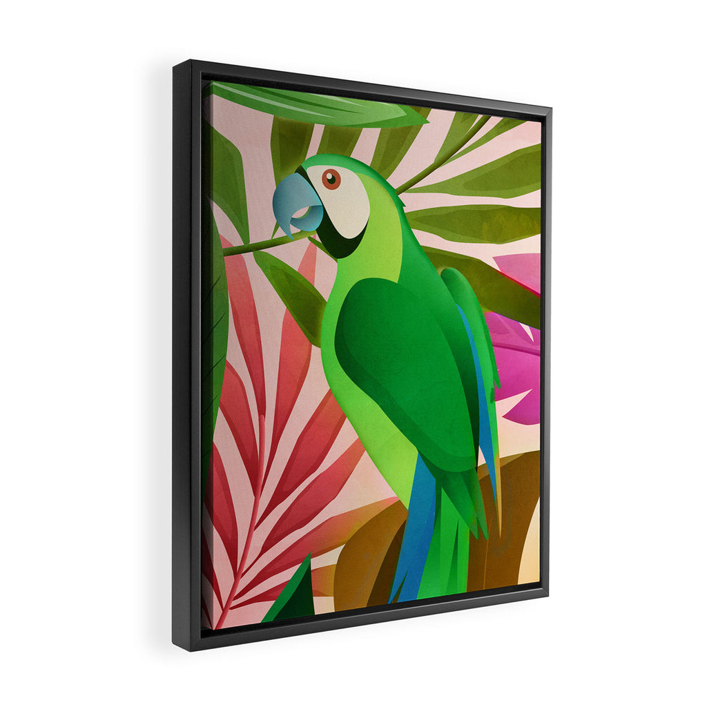 Parrot in a Tropical Setting 3 Framed Canvas Print Gallery Image 2