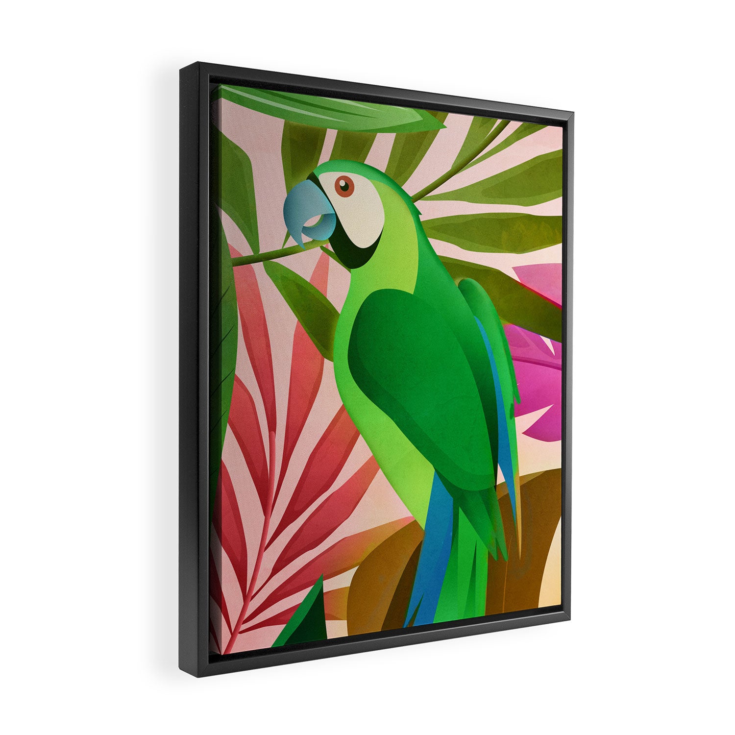 Parrot in a Tropical Setting 3 Framed Canvas Print Gallery Image 2