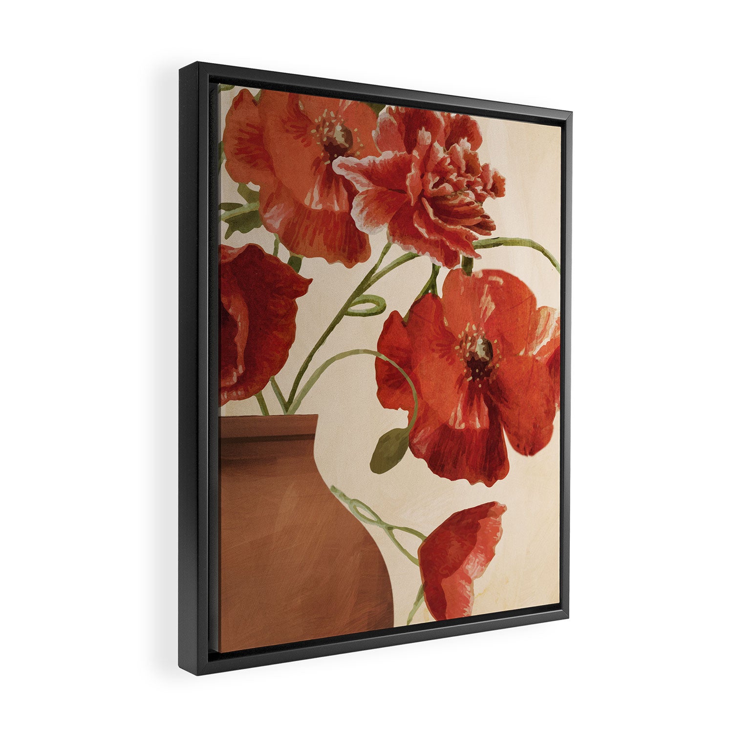 Poppies in Vase 2 Framed Canvas Print Gallery Image 2