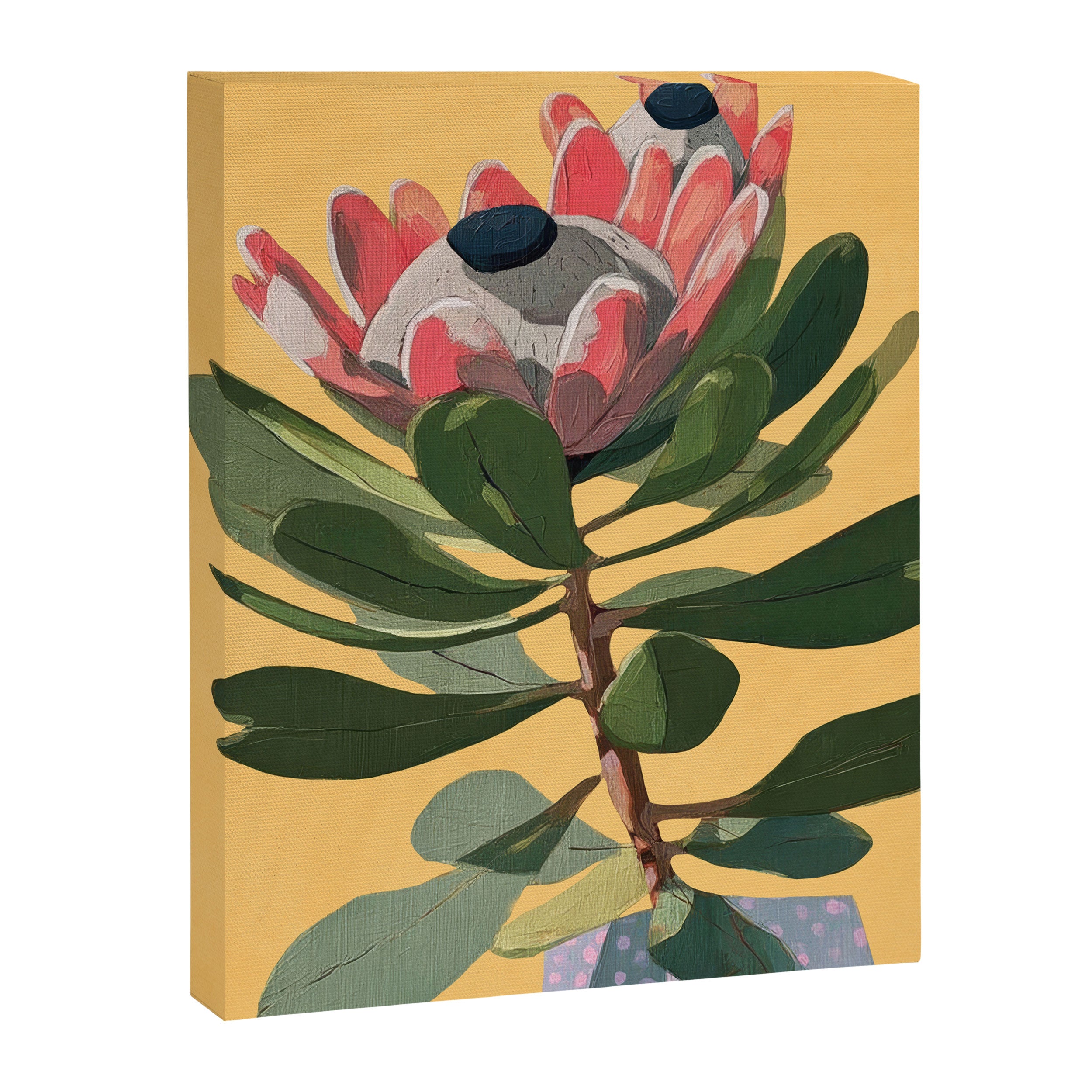 Protea Bloom with Sage Leaves Canvas Print Gallery Image 6