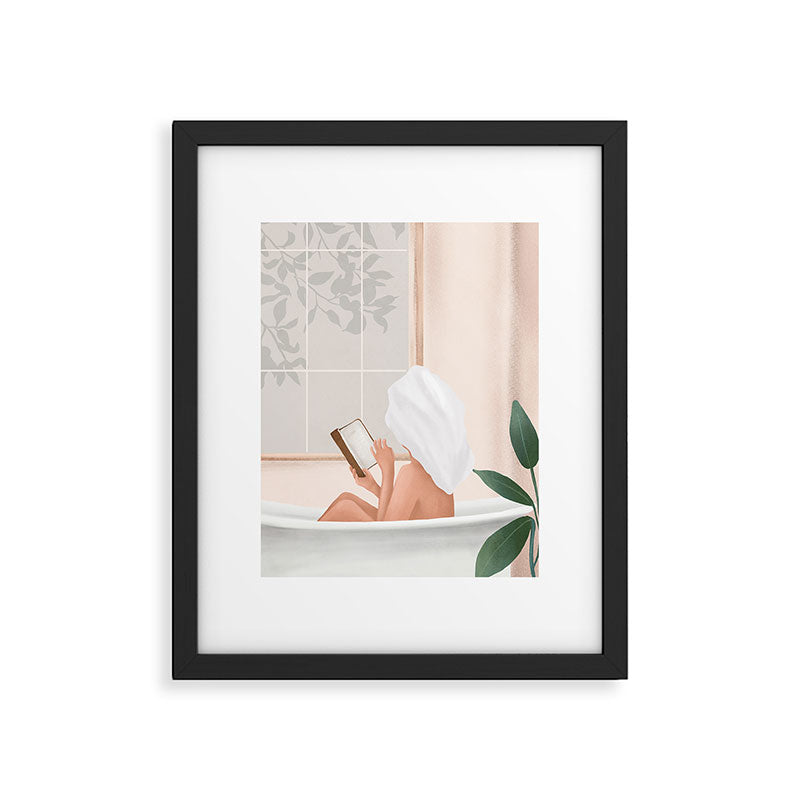 Reading Girl in Bathtub Framed Art Print Gallery Image 5