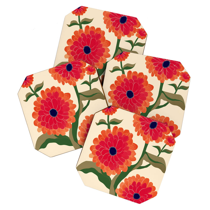 Red Zinnias Coaster Gallery Image 1