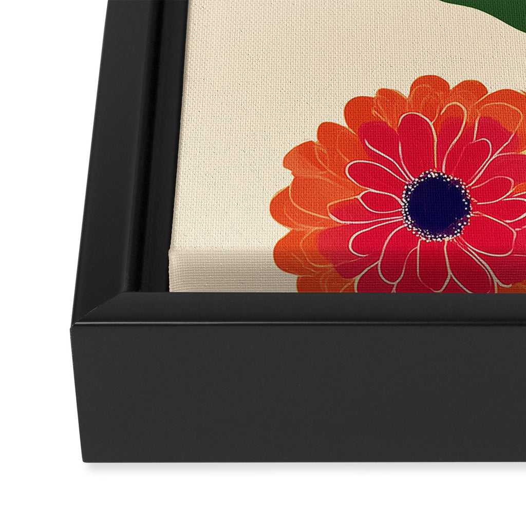 Red Zinnias Framed Canvas Print Gallery Image 3