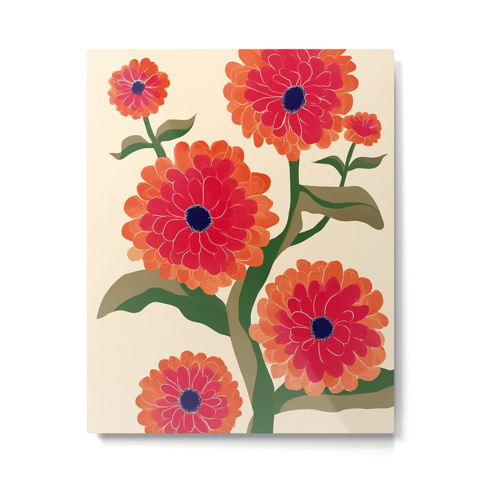 Red Zinnias Metal Print Gallery Image 1