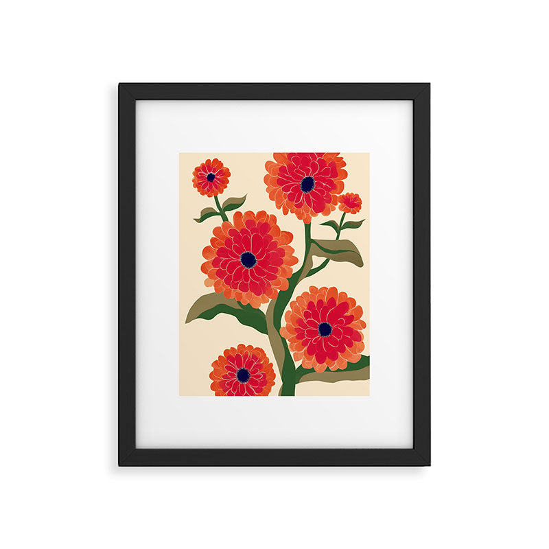 Red Zinnias Framed Art Print Gallery Image 5