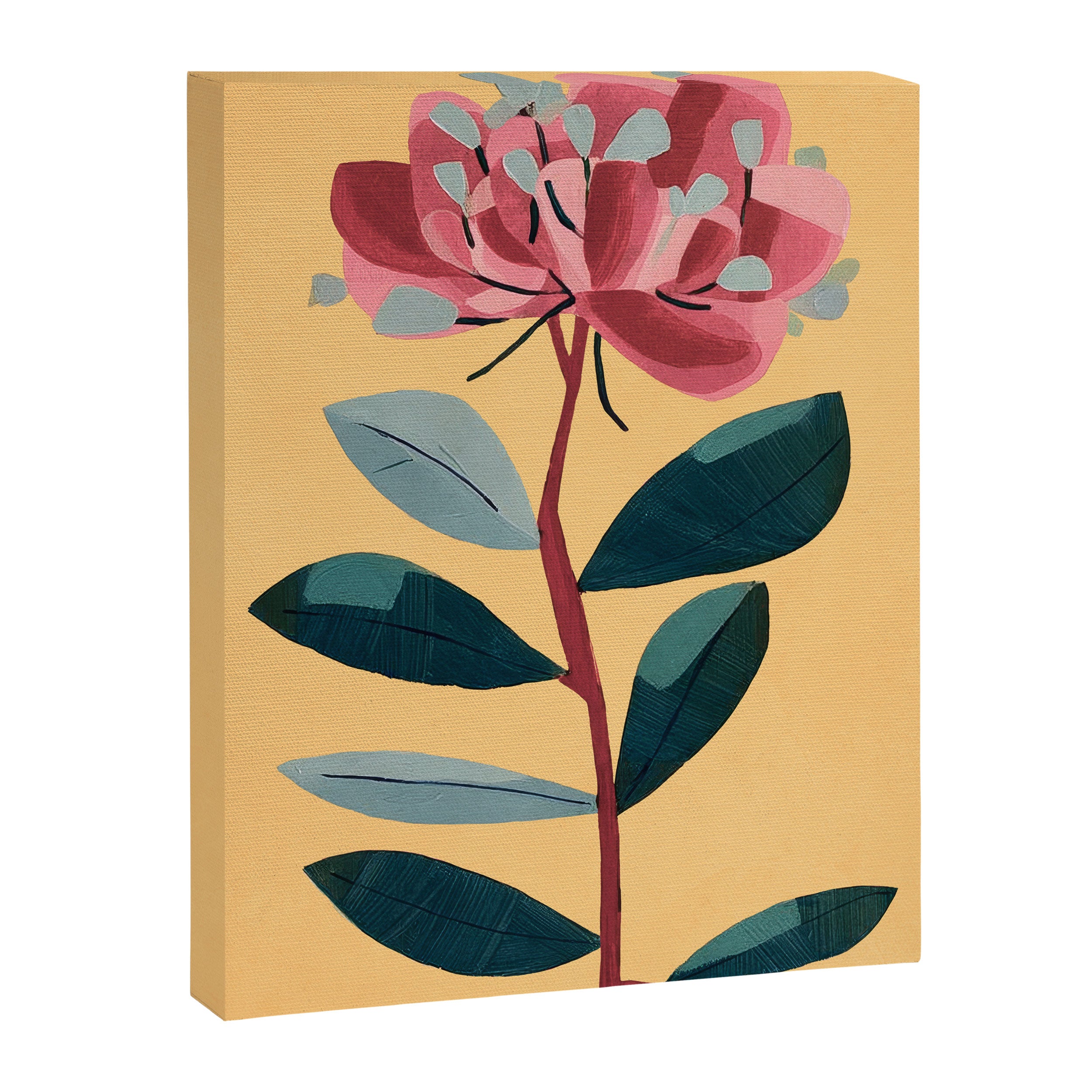 Rose Stem with Dusty Blue Leaves Canvas Print Gallery Image 6