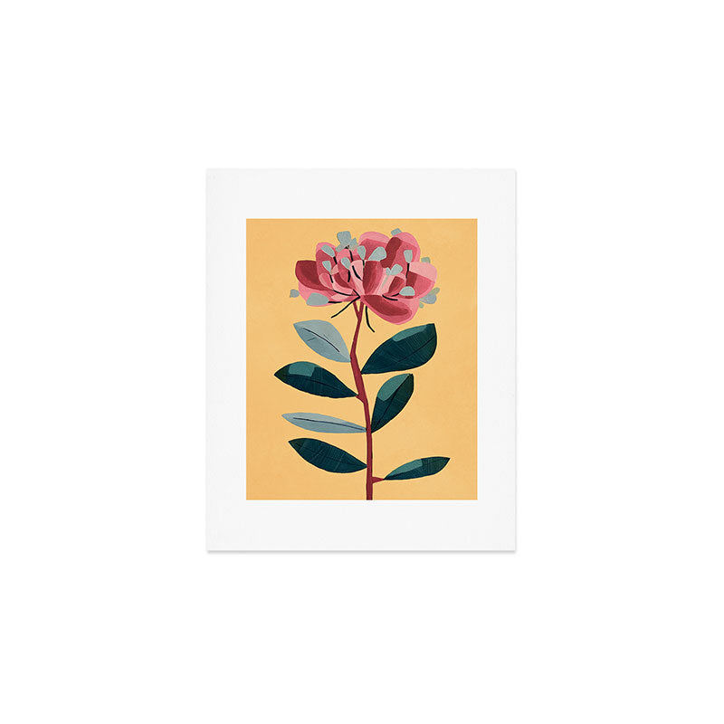 Rose Stem with Dusty Blue Leaves Art Print Gallery Image 1