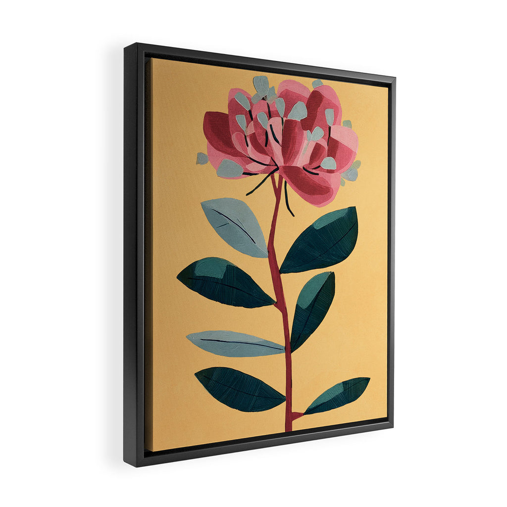 Rose Stem with Dusty Blue Leaves Framed Canvas Print Gallery Image 2