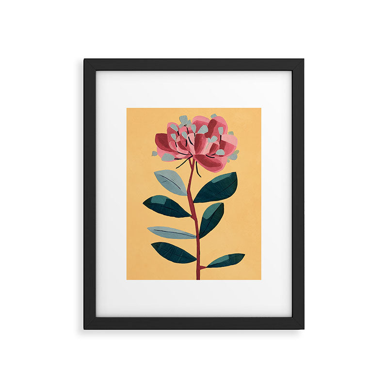 Rose Stem with Dusty Blue Leaves Framed Art Print Gallery Image 5