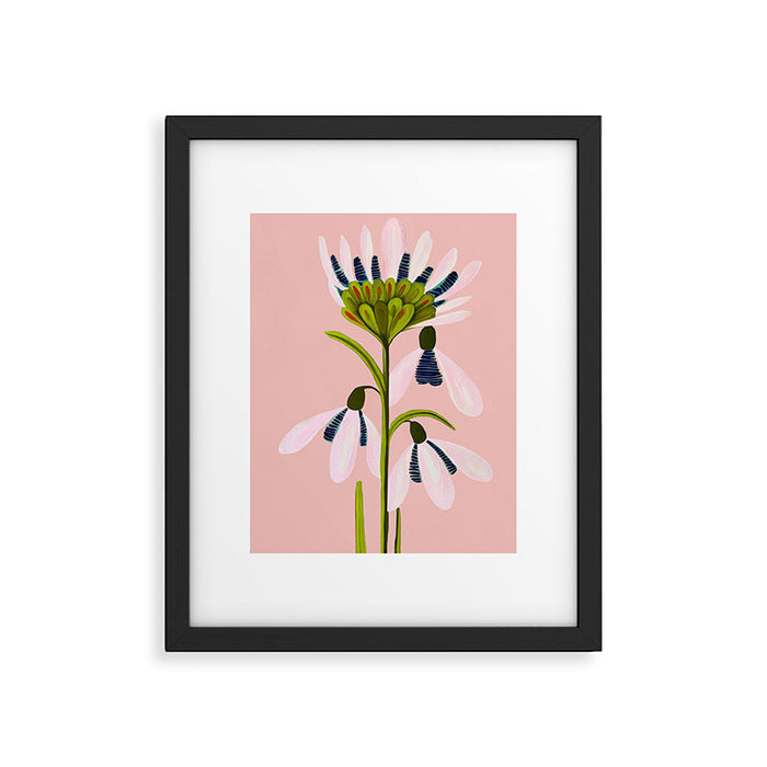 Snowdrop Trio on Blush Pink Framed Art Print Gallery Image 1