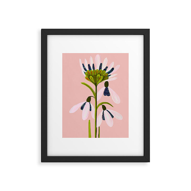 Snowdrop Trio on Blush Pink Framed Art Print Gallery Image 5